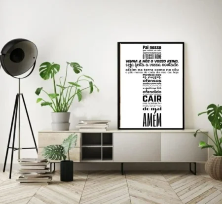 quadro decorativo religioso oração pai nosso em cruz