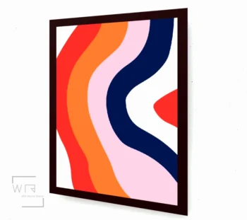 quadro ondas vermelho azul lilas