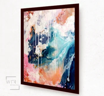 quadro decorativo abstrato azul e rose