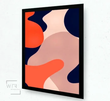 quadro abstrato rosa e azul e laranja