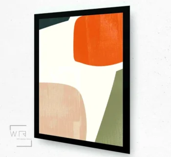 quadro abstrato tons areia e verde