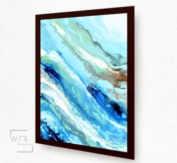 quadro abstrato azul marmorizado