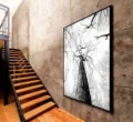 quadro grande para sala de jantar arvore preto e branco
