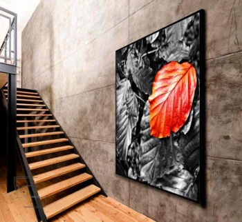 quadro grande para sala de jantar folhas secas preto e branco